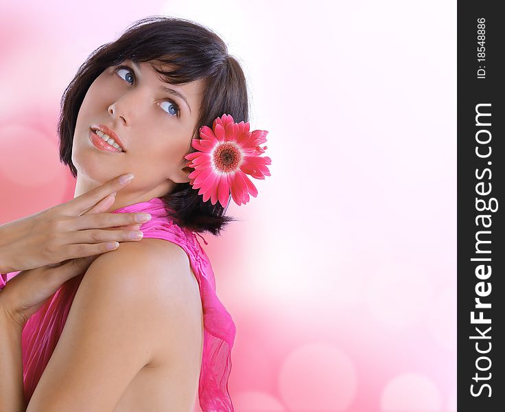 Healthy Woman On Blurred Spring Background