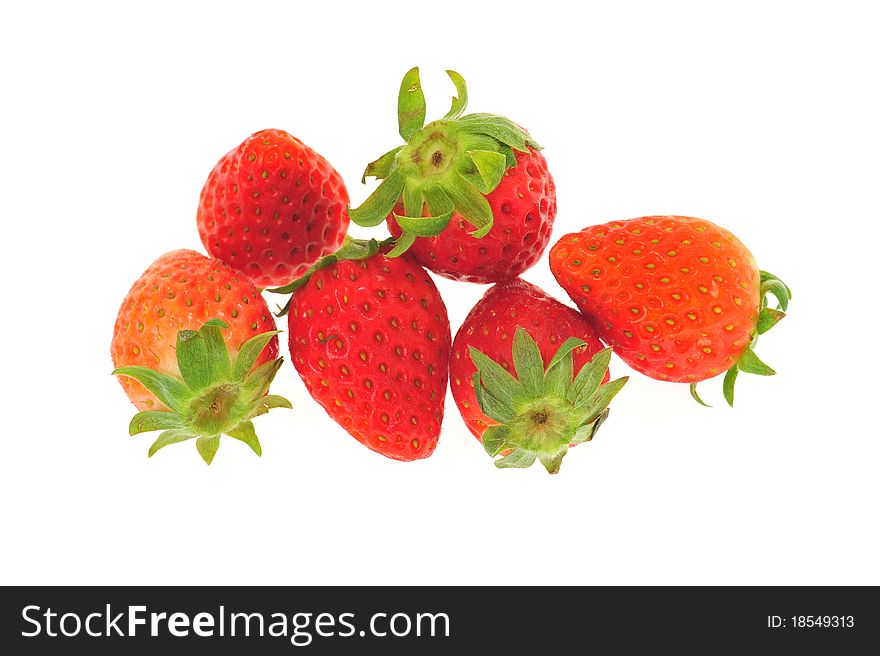 Arrangement of fresh strawberries isolated on white background
