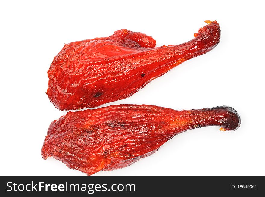 Roasted Duck Drumsticks Isolated On White Background