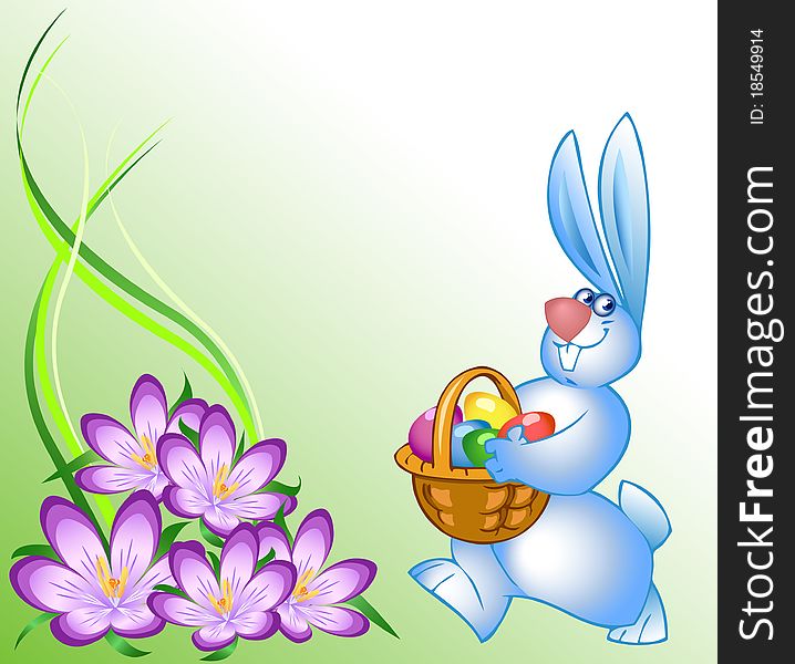Easter bunny brings with colorful easter eggs.Additionally, a vector EPS format