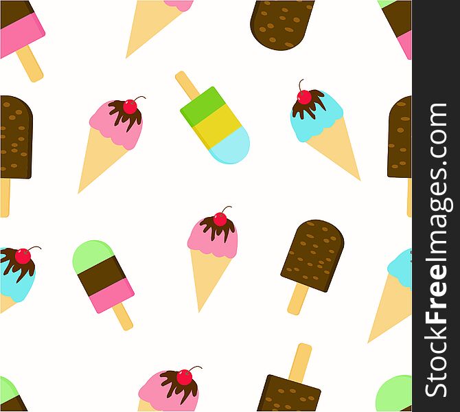 Illustration Vector Graphic of Ice Cream Seamless Pattern background cute, wallpaper, texture,