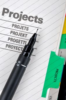 Project Document And Pen Stock Photo