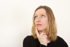 Portrait Of Young Woman Thinking And Looking Up Royalty Free Stock Photography Portrait Of Young Woman Thinking And Looking Up Royalty Free Stock Photography