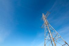 Hight Voltage Electrical Tower Against Blue Sky Stock Image