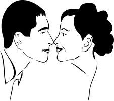 Men And Woman Nose To Nose With A Smile Royalty Free Stock Photography
