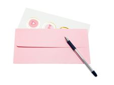 Pink Empty Envelope And Greeting Card Stock Photo Pink Empty Envelope And Greeting Card Stock Photo