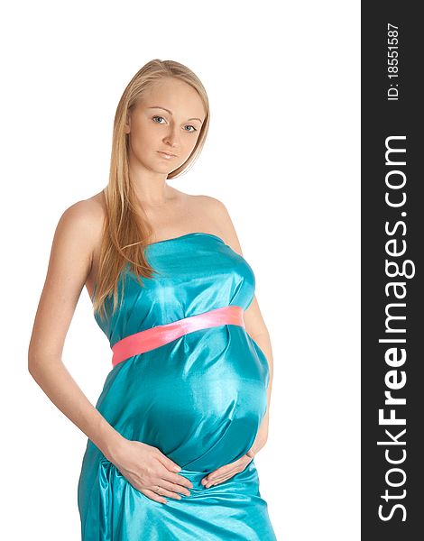 Pregnant woman on an isolated white background. Pregnant woman on an isolated white background