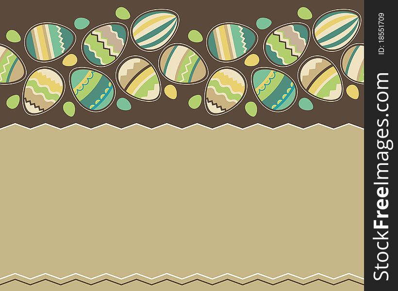 Seamless horizontal spring pattern with easter eggs. Seamless horizontal spring pattern with easter eggs