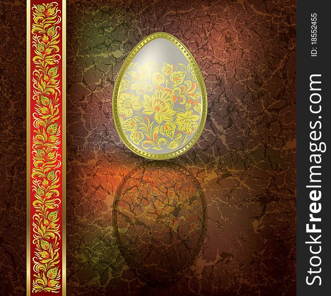Abstract illustration with easter egg on brown background