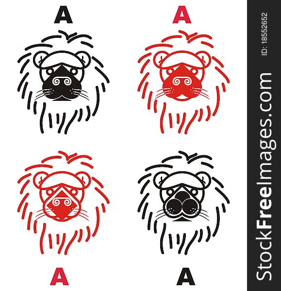 The illustration of lions play card