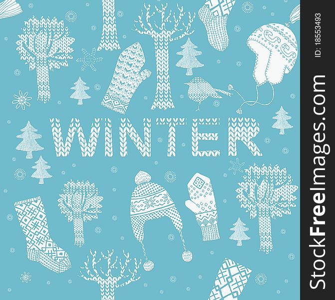 Winter knitting background