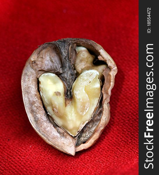 A nut shaped like a heart. A nut shaped like a heart