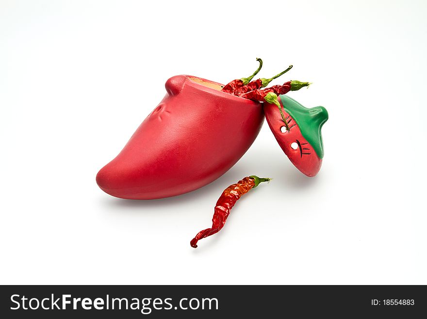 A red hot chilli container. A red hot chilli container