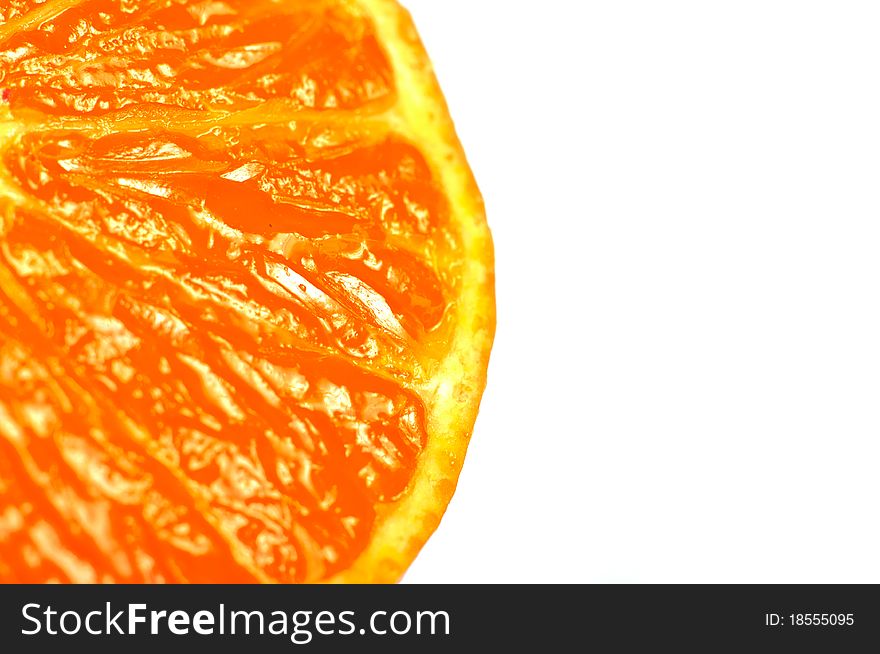 Juicy orange on white background