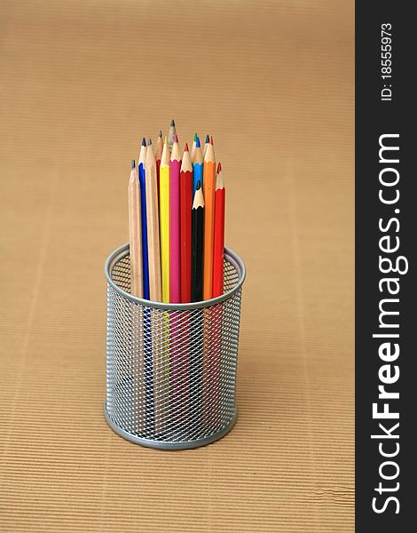 Close-up of colored pencils Pencil box. Close-up of colored pencils Pencil box
