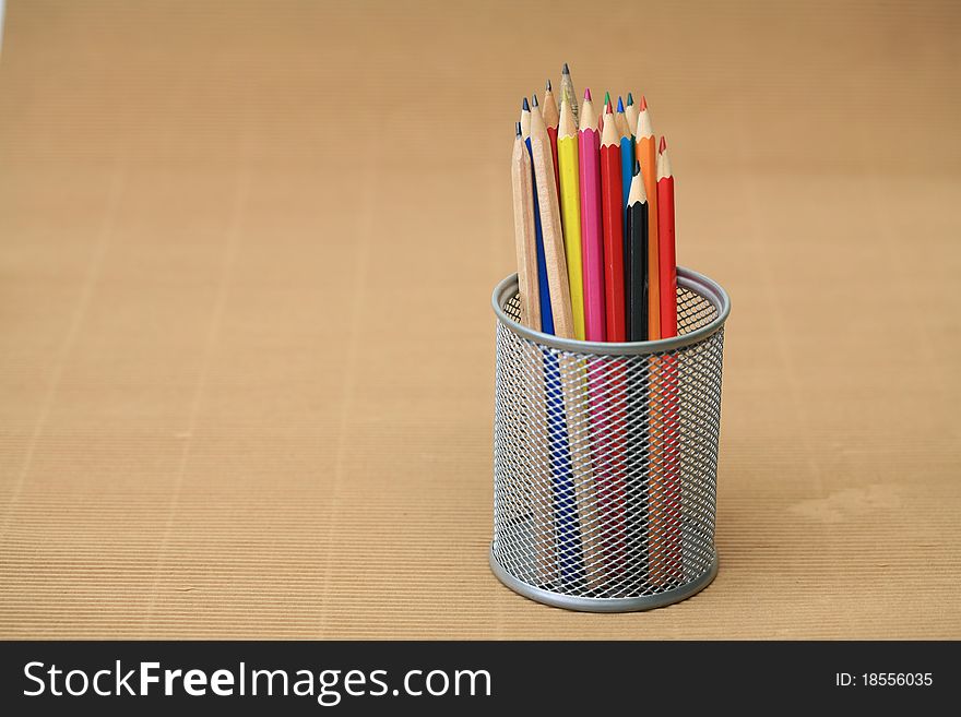 Close-up of colored pencils Pencil box. Close-up of colored pencils Pencil box