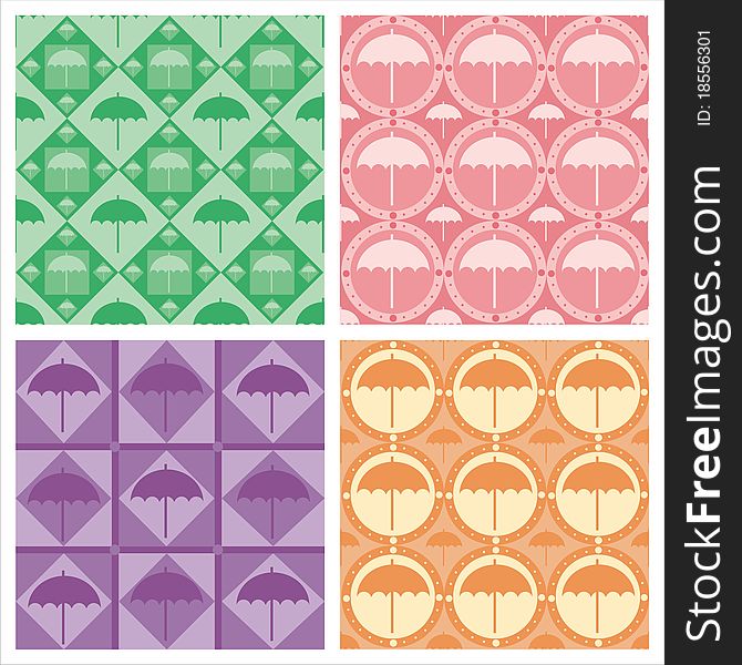 Set of 4 cute umbrella patterns