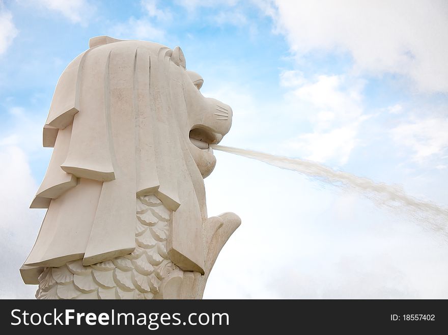 Singapore Merlion with sky background