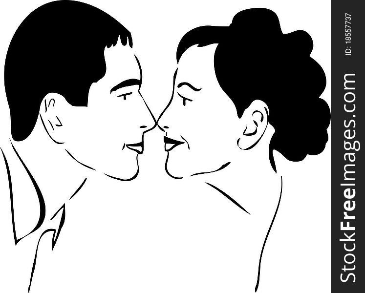 Men and woman nose to nose with a smile