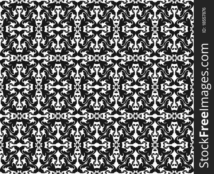 Seamless damask black white designs patterns. Vector. Seamless damask black white designs patterns. Vector