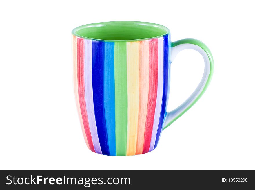 Rainbow color cup isolated on white background