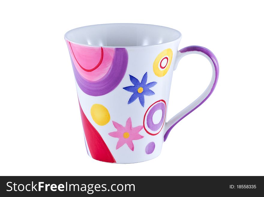 Colorful cup isolated on the white background