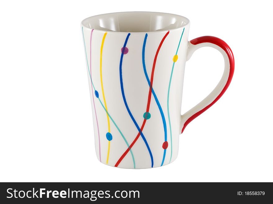 Colorful cup isolated on the white background