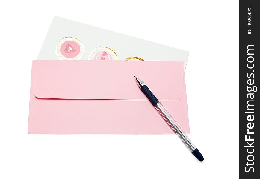 Pink Empty Envelope And Greeting Card