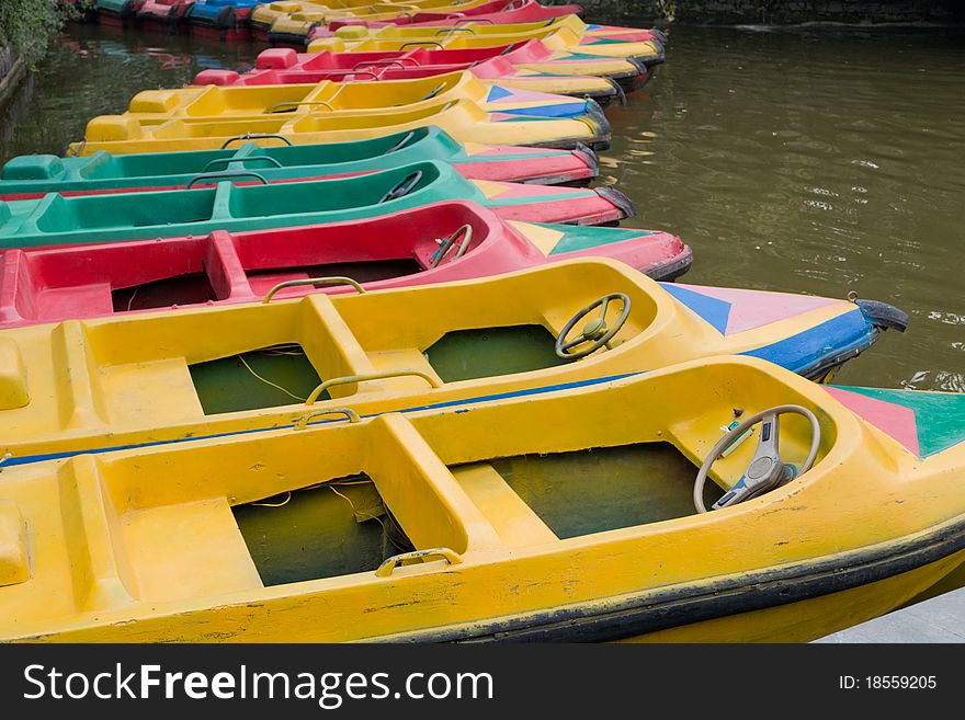 Colorful boats in the park
