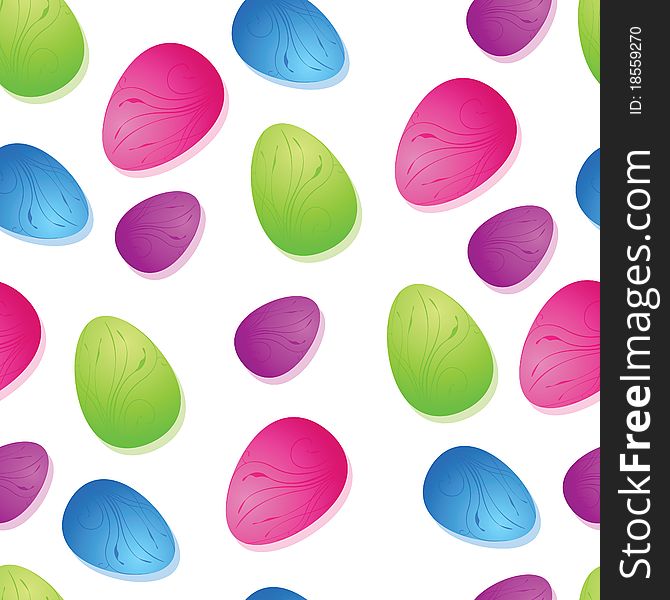 Vibrantly colored Easter eggs arranged on a seamless tile. Vibrantly colored Easter eggs arranged on a seamless tile