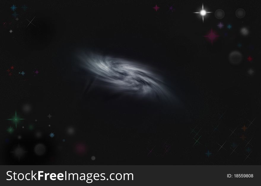 Illustration of galaxy with beautiful star on black background