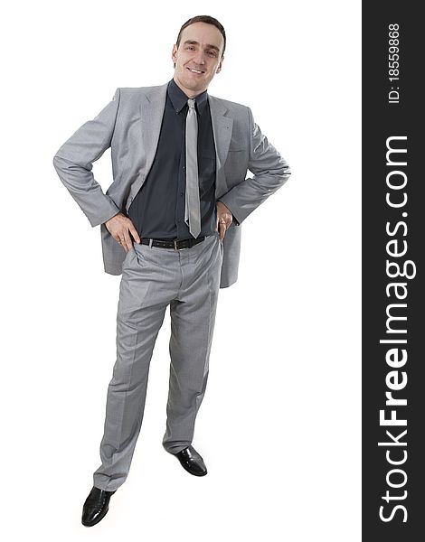 Smile businessman on a white background.