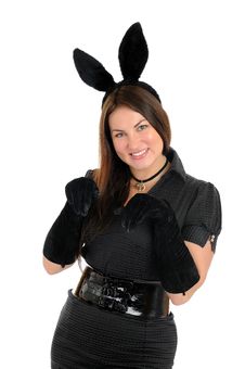 Pretty Seductive Brunette Girl With Bunny Ears Royalty Free Stock Images