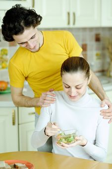 Couple Ot Kitchen Stock Photos Couple Ot Kitchen Stock Photos
