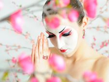 Japan Geisha Woman With Creative Make-up Royalty Free Stock Photography