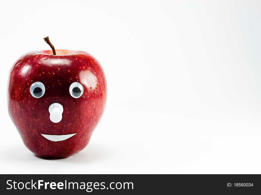 Apple face,an apple man on white background