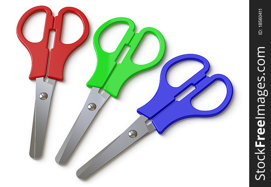 3d scissors on white surface