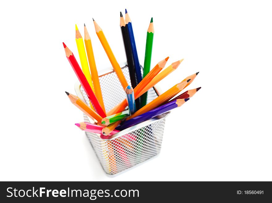 An image of a bunch of pencils in a small basket