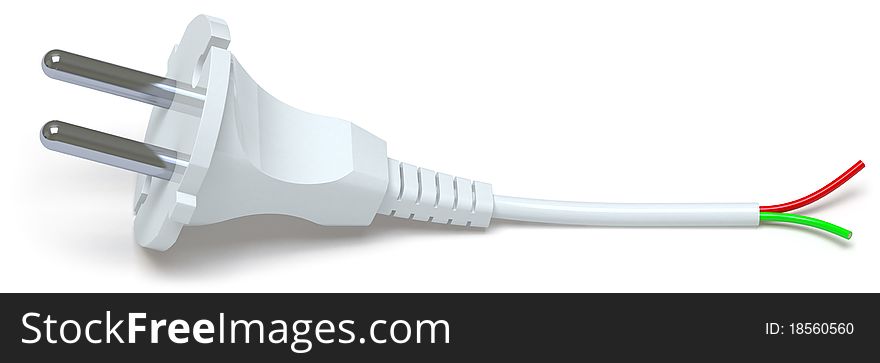 3d electrical plug on white surface