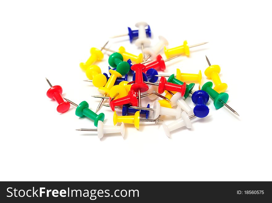 An image of pins on white background. An image of pins on white background