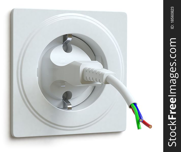 Electrical socket on white surface