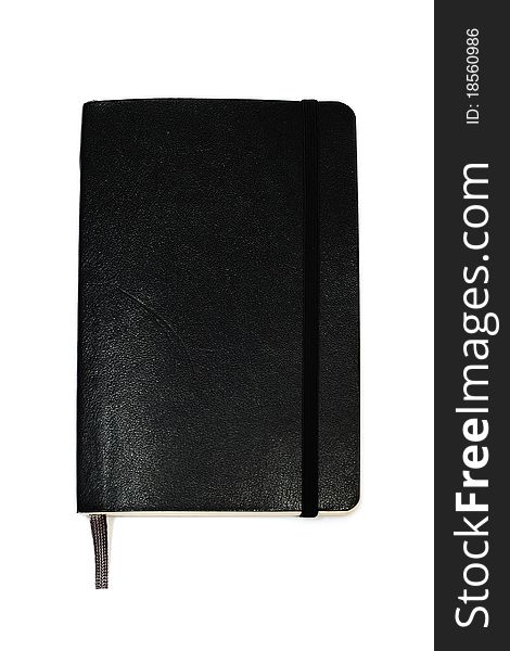 An image of black notebook on white background