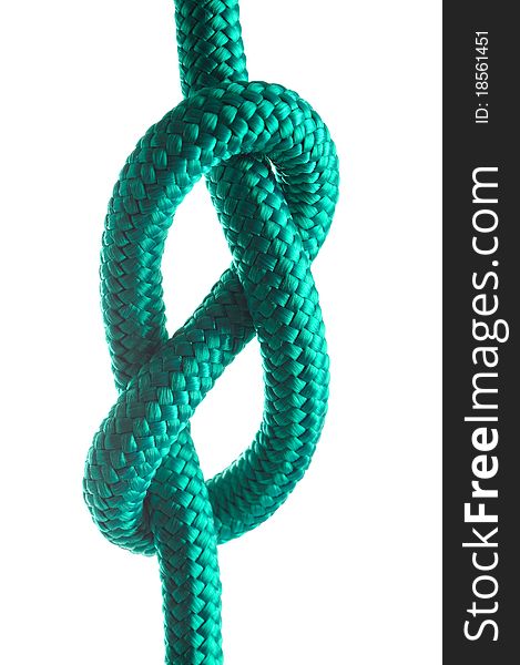 Rope with marine knot on white background