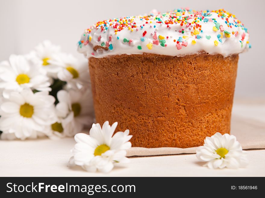 Easter cake and many white flowers