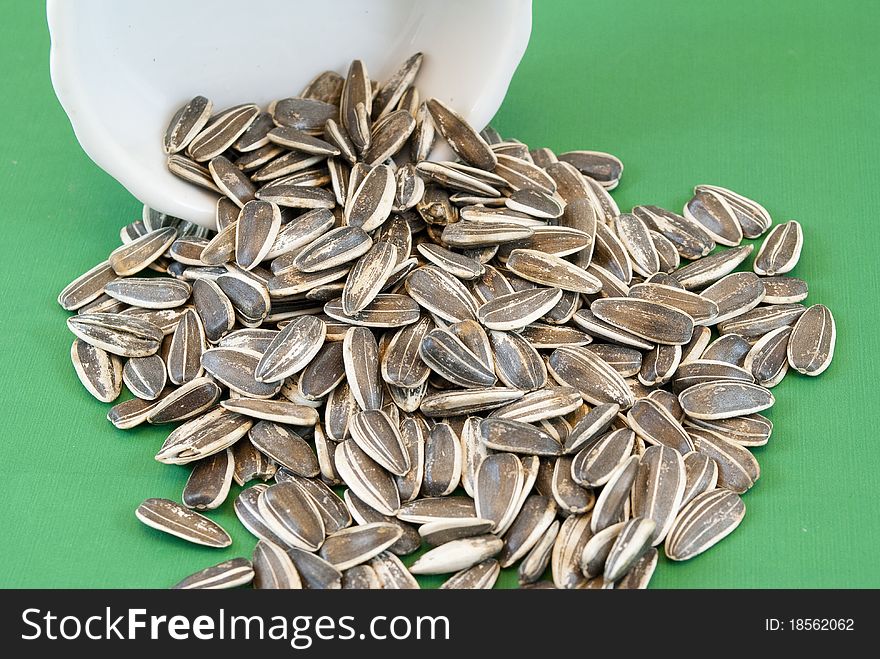 Ceramic pot with sunflower seeds