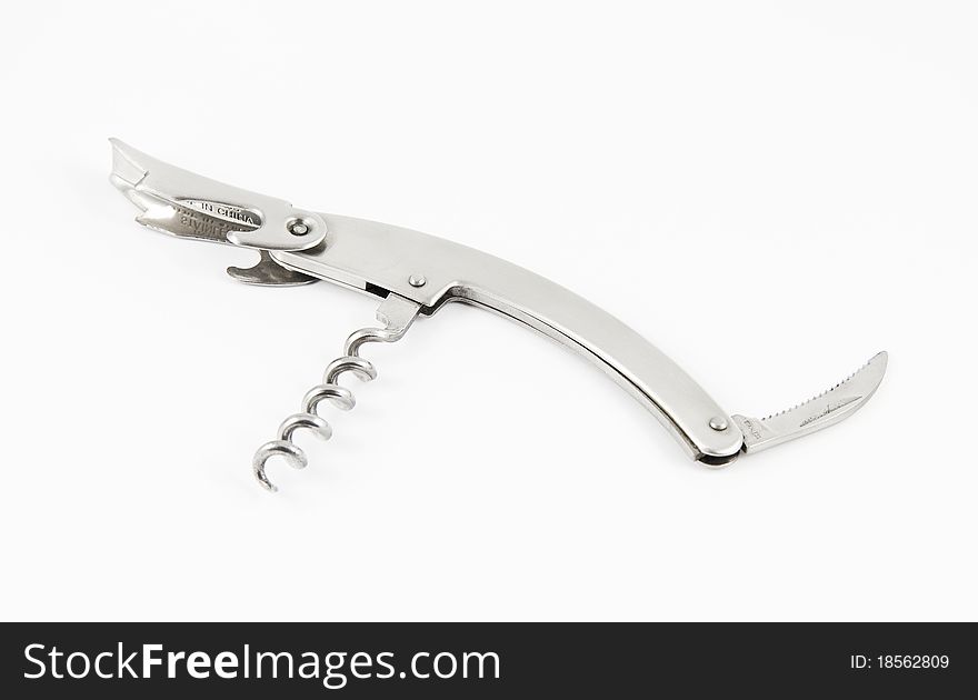 Cork screw with bottle neck peeler blade. Cork screw with bottle neck peeler blade