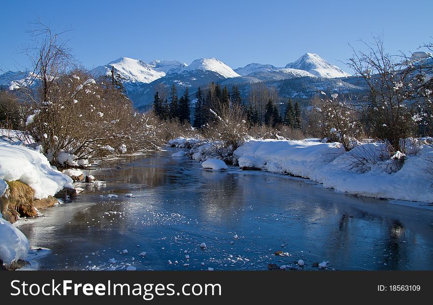 Frozen River of Golden Dreams in Whistler during the winter months