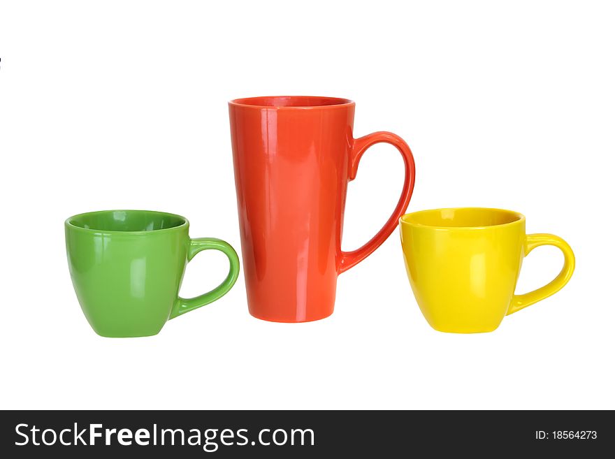 Multi-colored cups cup are isolated on a white background
