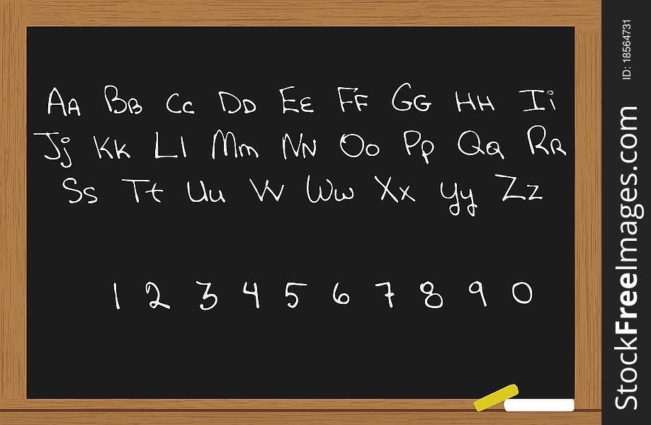 Letters and numbers in chalkboard. Letters and numbers in chalkboard