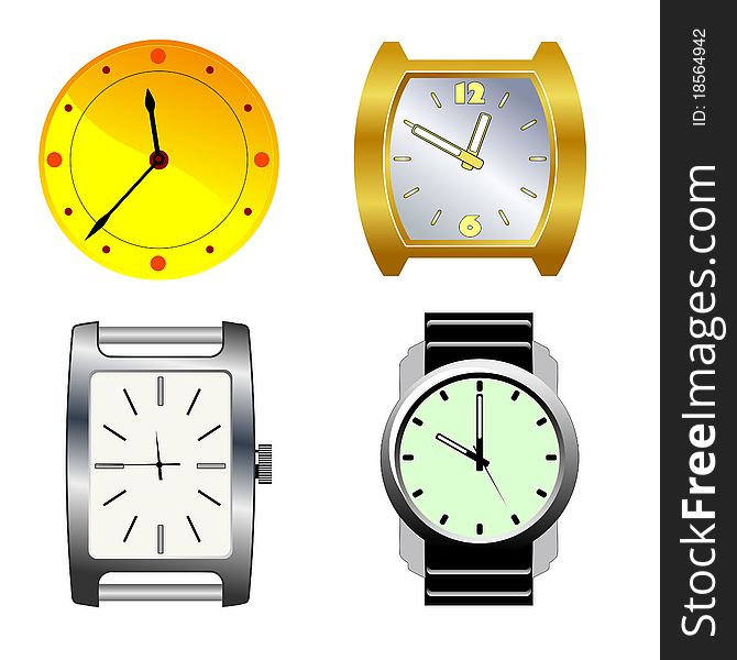 Set of vector illustration of watches. Set of vector illustration of watches